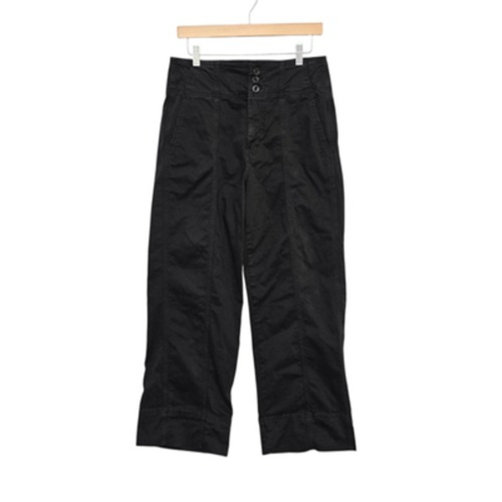 Pilcro Pants Womens 0 Black Lyocell Linen Blend Cropped Wide Leg High Rise Ankle